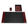 3 Piece Burgundy Leather 24 KT Gold Tooled Desk Set